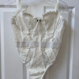For Love And Lemons White Lace Bodysuit